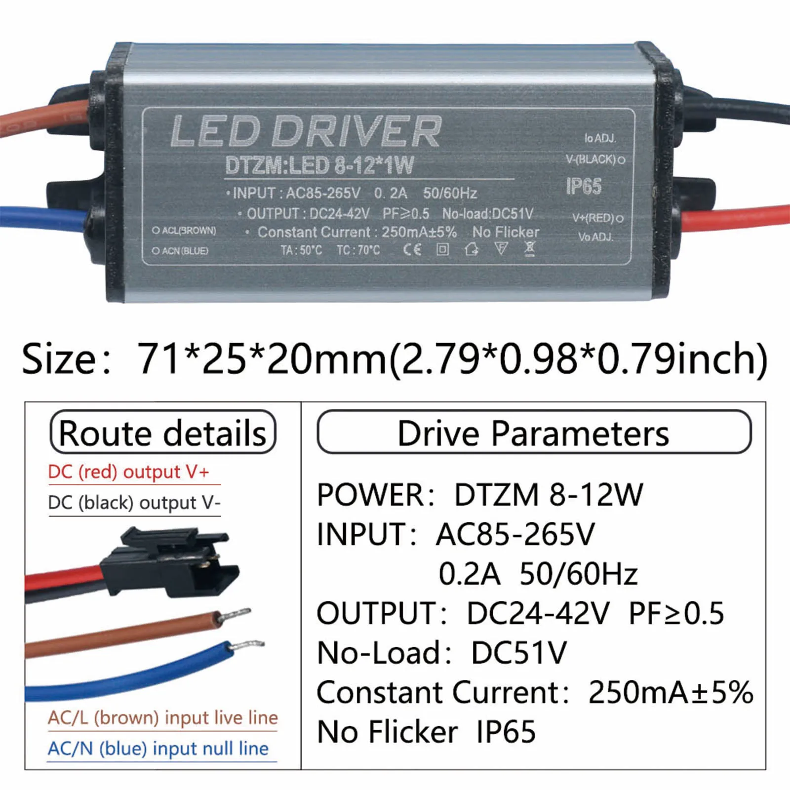 Wodoodporny sterownik LED IP65 25-36W 18-25W 12-25W 8-12W 4-7W 1-3W Zasilacz 250mA 300mA Napięcie stałego prądu do żarówki