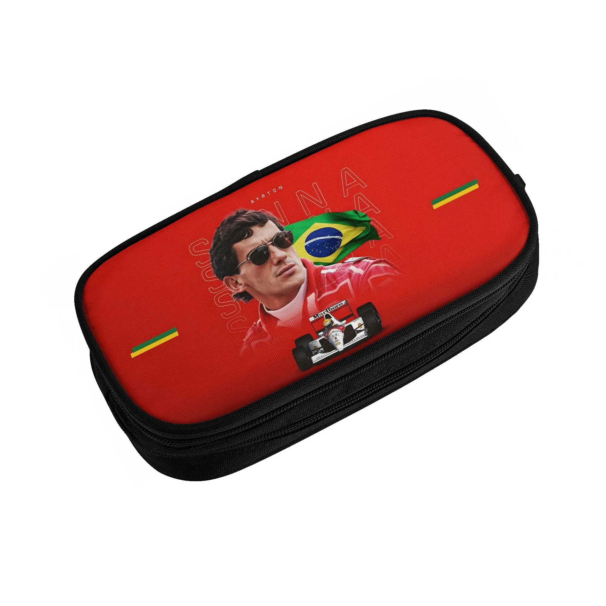 A-Ayrtons Cute Brazilian S-Sennas Racing  Pencil Cases for Girls Boys  Large Capacity Pen Bag Box School Accessories