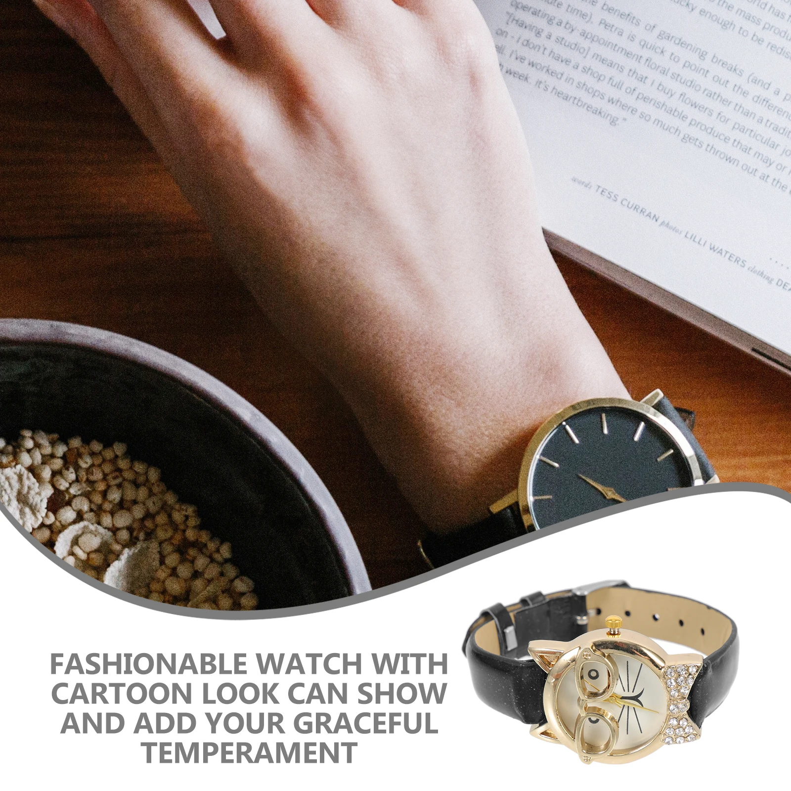 

Cat Cartoon Watch for Women Girls Lightweight Watch Adjustable B Wristwatch Daily Wear Occasions