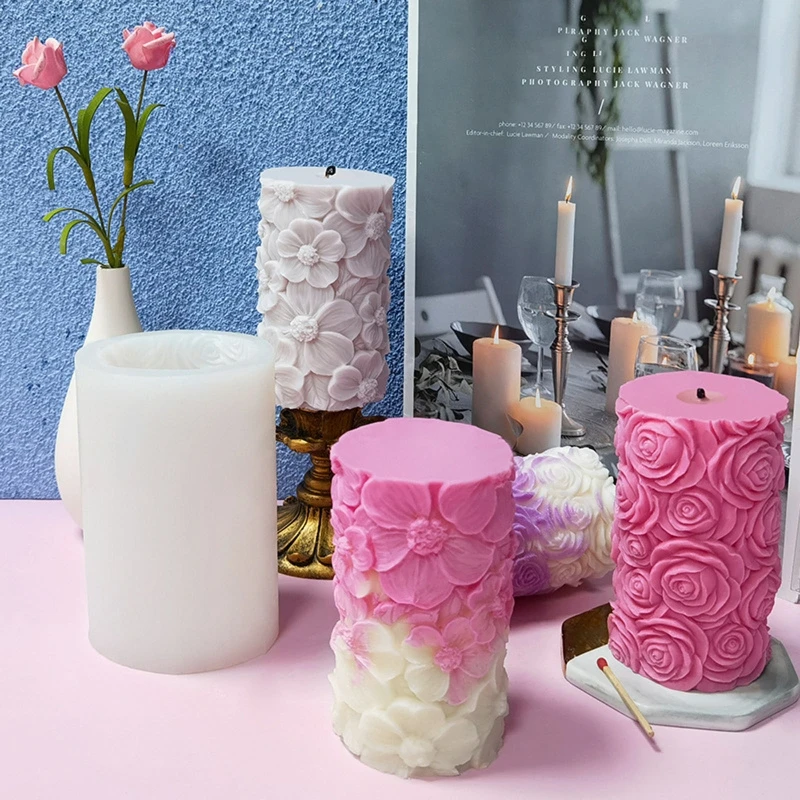 

Rose Flower Candles Mold 3D Casting Mold for Girl Handmade Scented Candles Soaps NEW arrival