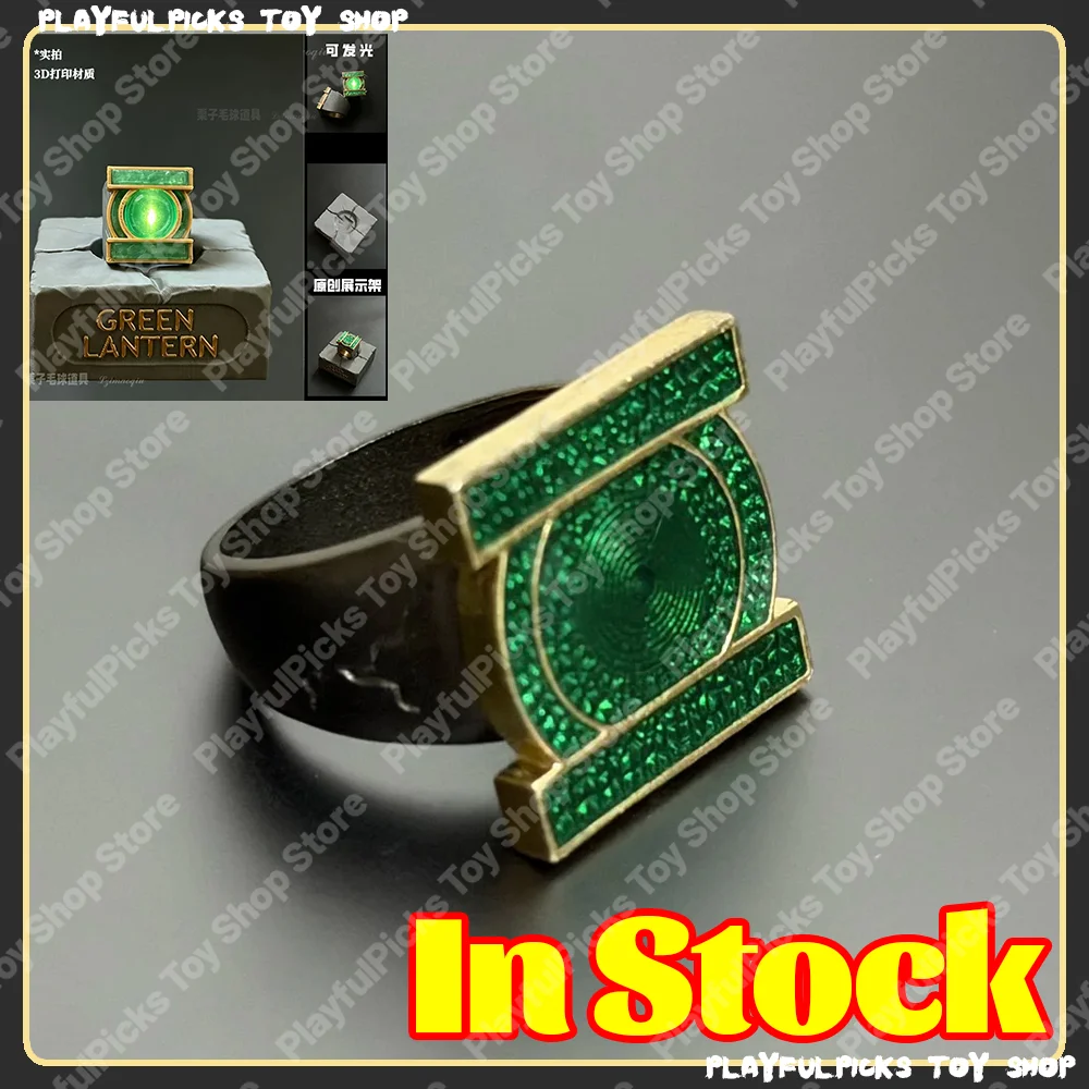 In Stock Green Lantern Ring 3D Printed Light Up Metal Cosplay Ring With Display Stand Halloween Superhero Popular TV Movie Gift