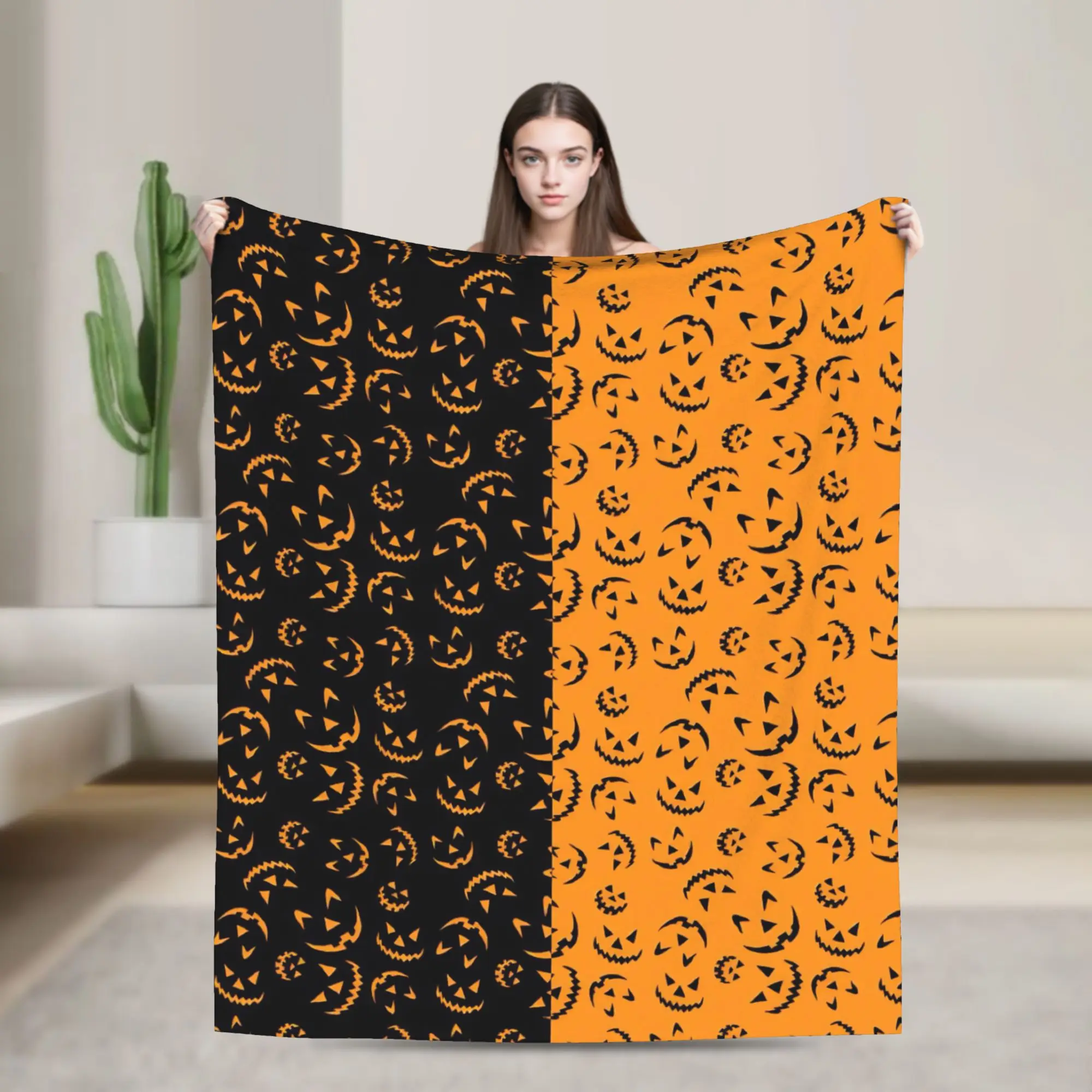 Halloween Ghost Pumpkin Spooky Trick Or Treat Witch Blanket Soft Cozy Throw Blankets for Sofa 50x60 Inch Multi-size Bedspread