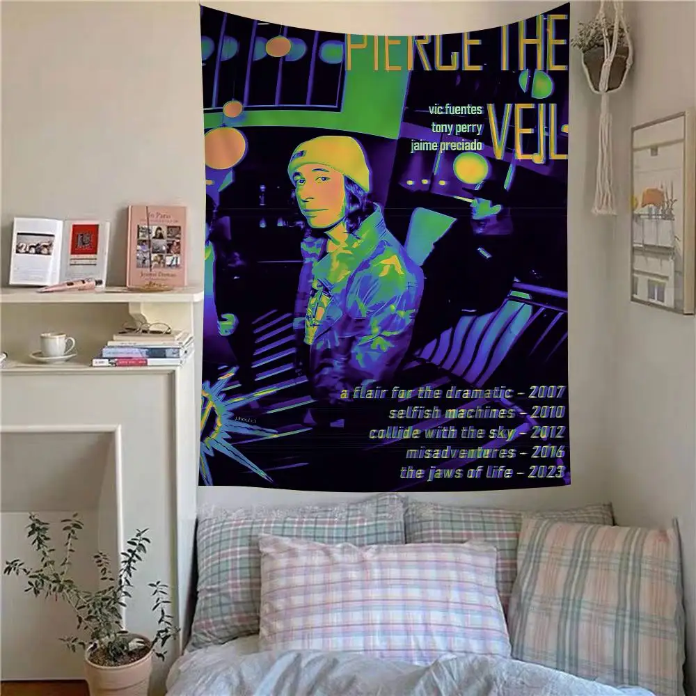 popular P-Pierce T-The V-Veil Band classic Colorful Tapestry Wall Hanging Hanging Tarot Hippie Wall Rugs Dorm Wall Art Decor