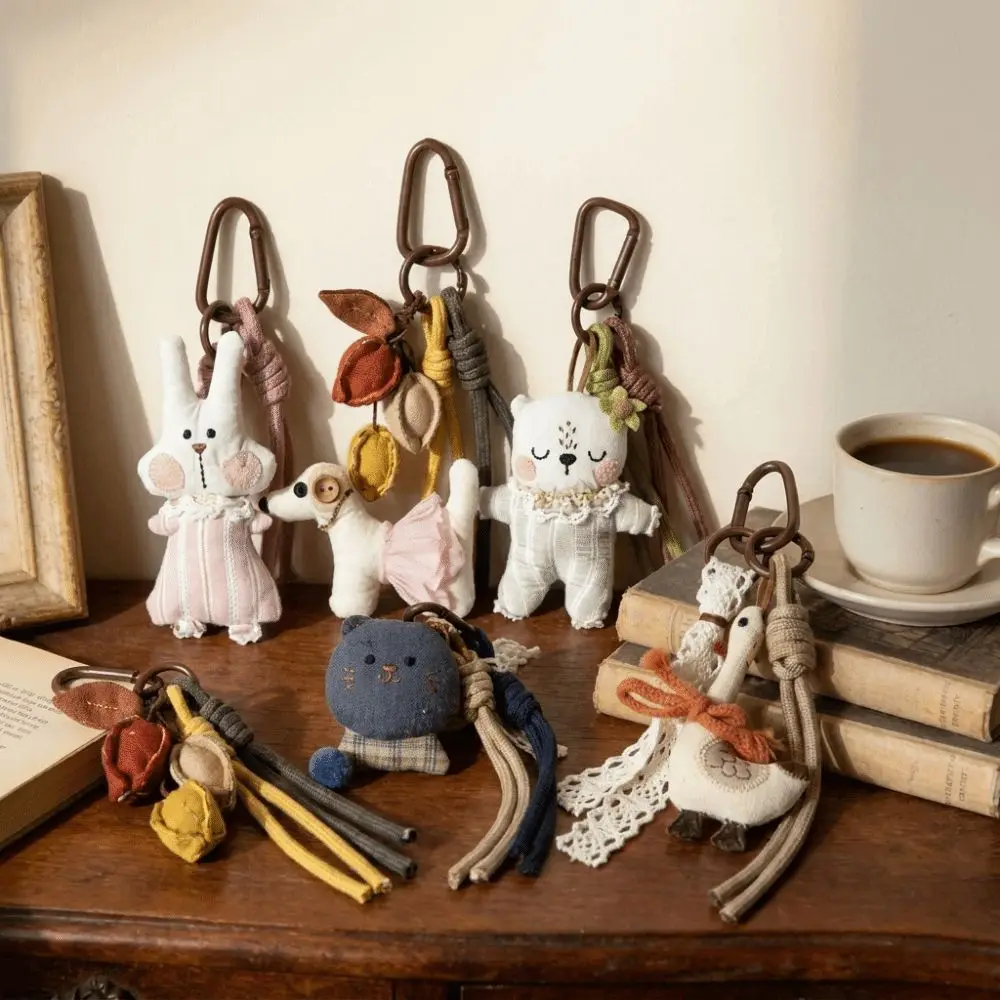 Cartoon Cartoon Doll Charm Soft Texture Forest-Style Lanyard Charm Braided Lanyard Handmade Animal Pendant Keyring