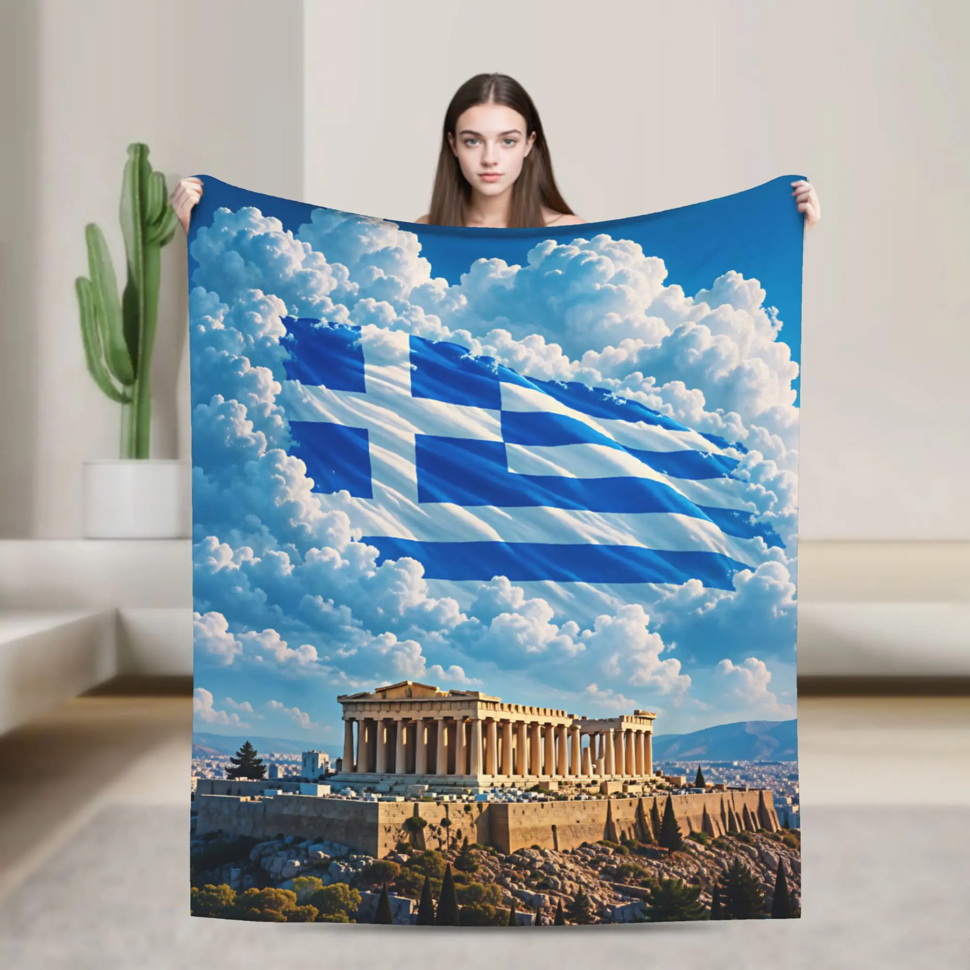 Blanket Decorative Never Forget Greek Architecture  Throw Blanket  Flannel Bedspread For Home Decor Funny Sofa Bed Cover