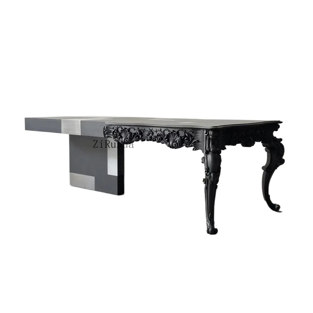 Modern creative minimalist style, understated luxury, neoclassical style, black solid wood desk,