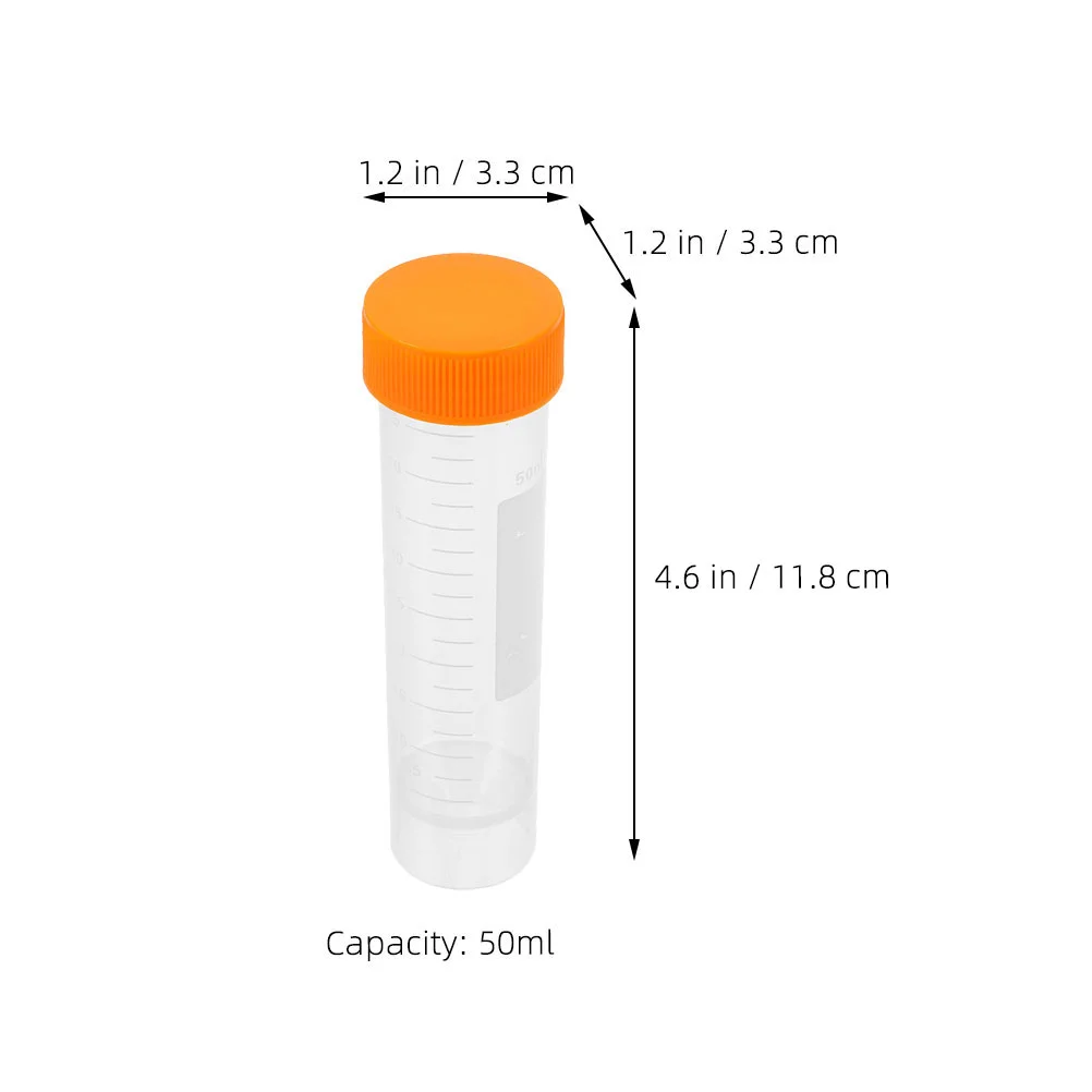 10 tubos de ensaio de centrífuga dos pces 50 ml 50ml garrafas claras de polipropileno com armazenamento de tampas