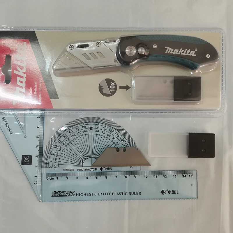 Makita E-11520 E-10908 Quick Change Folding Knife 10X Trapezoid Thickening Metal Blades Cropping Cutting Art Knife Hand Tool