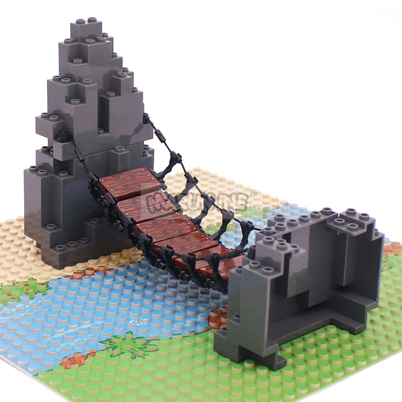 Marmine MOC Blocks Drawbridge Set Mountain Jungle Forest Construction Building Bricks Parts DIY Small Particle 6083 6082 63141