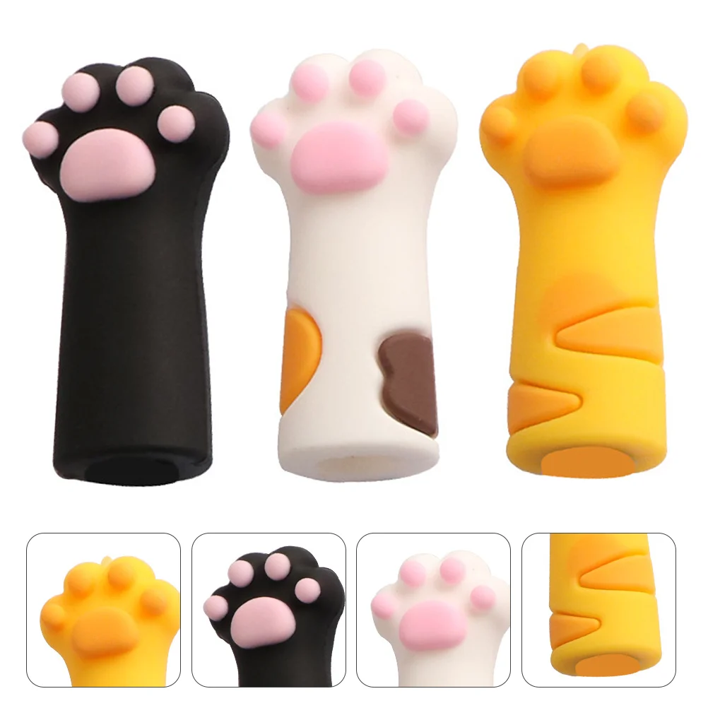 3 Pcs Anti-fall Cat Paw Protector Mini Scissors Kid Crafts Pvc Soft Glue Nipper Cover Sleeve Silicone Pedicure Tool