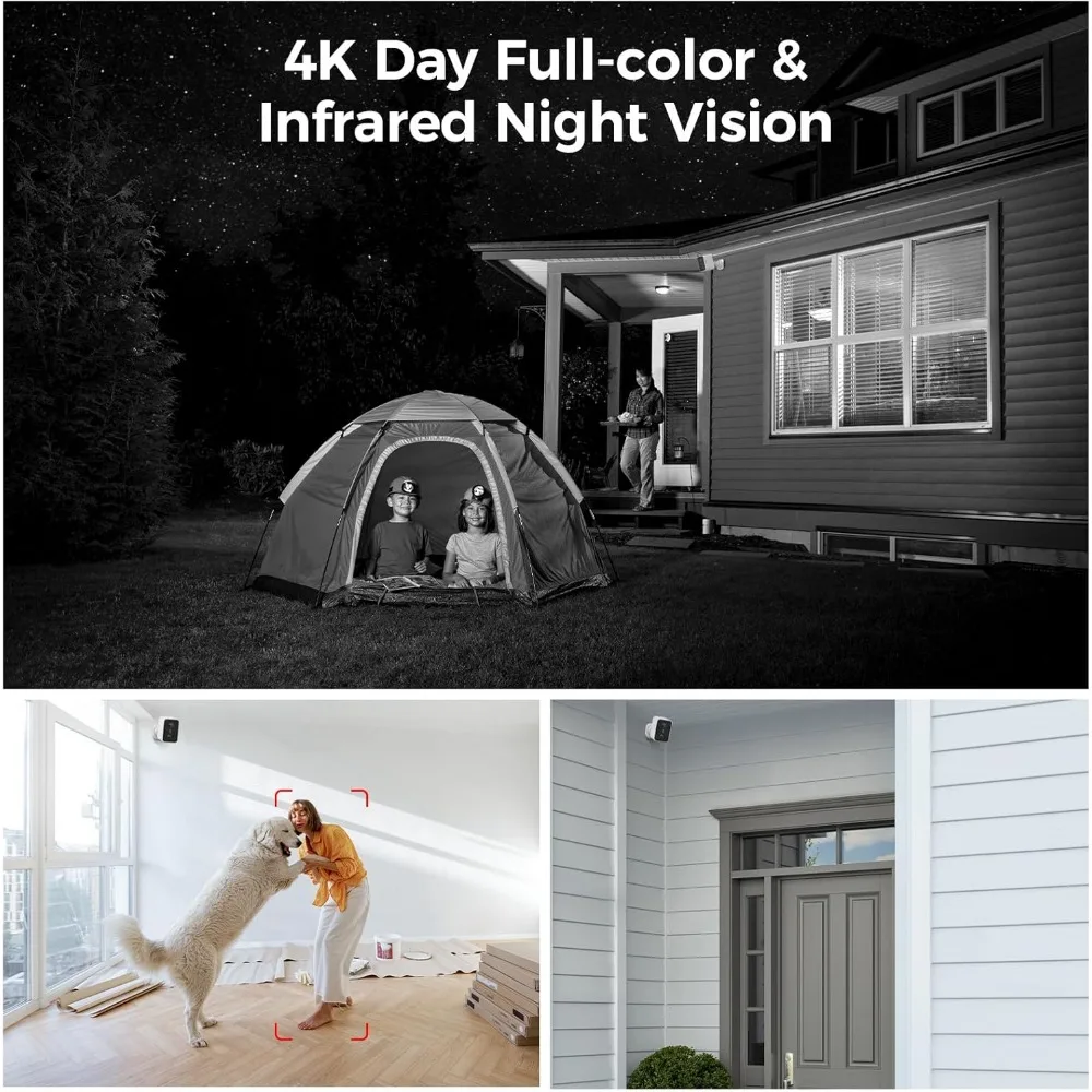 Telecamera di sicurezza wifi 4K - 143 ° fov - visione notturna a infrarossi - rilevamento doppia identificazione pir+radar - conversazione bidirezionale - alexa e googl