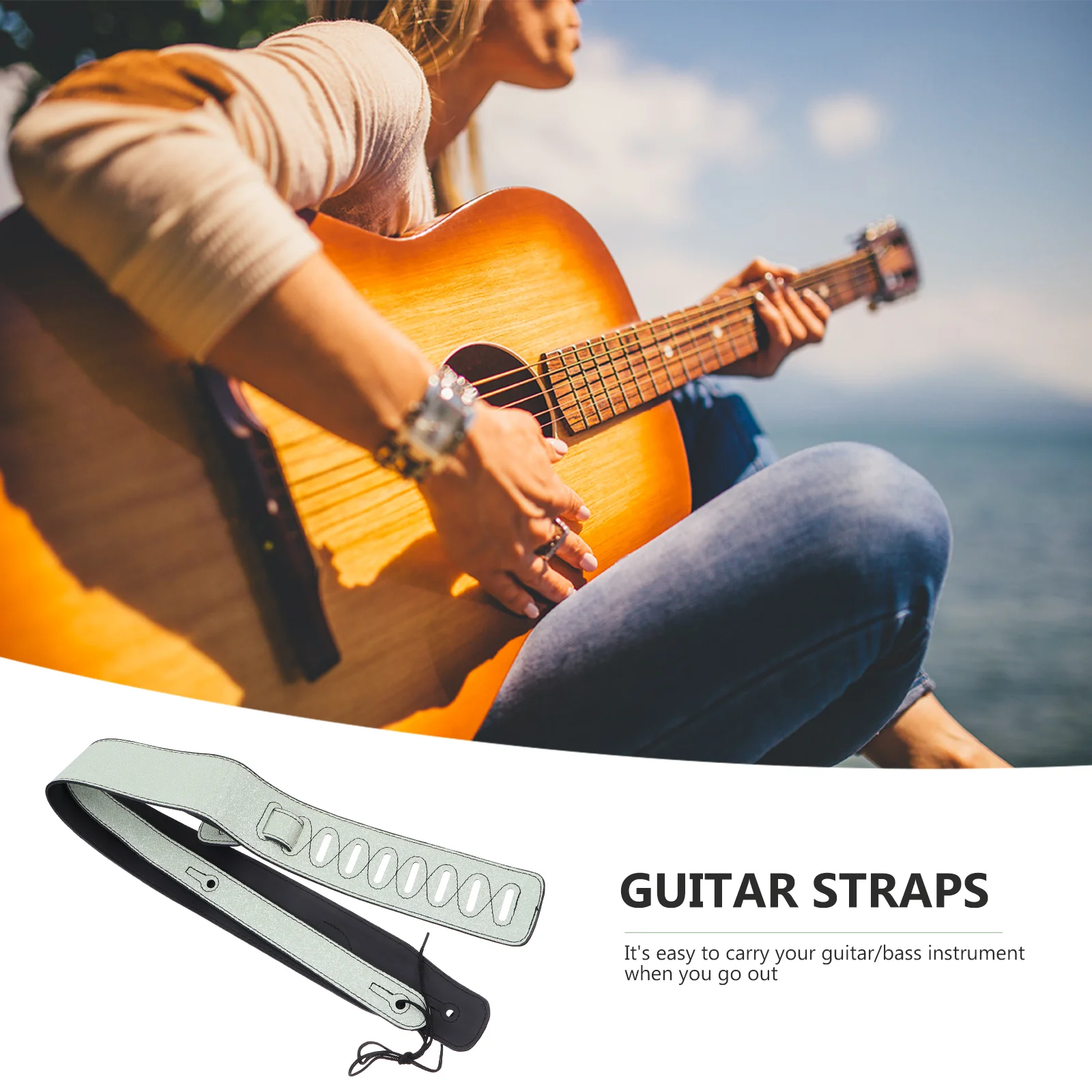 

1pc Retro Guitar Strap Pu Material Durable Belt Comfortable Practical All-Matched For Electric Acoustic Bass Classical Guitar