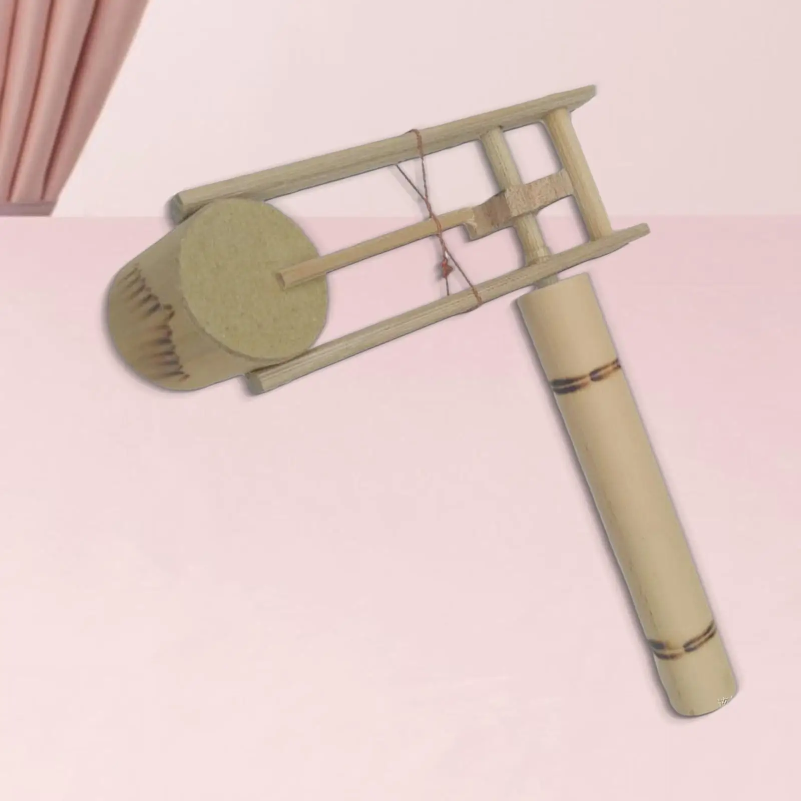 

Bamboo Hand Rattle with Long Handle Musical Percussion Instrument Handheld Ratchet Early Instrument Manual Rotating Castanet