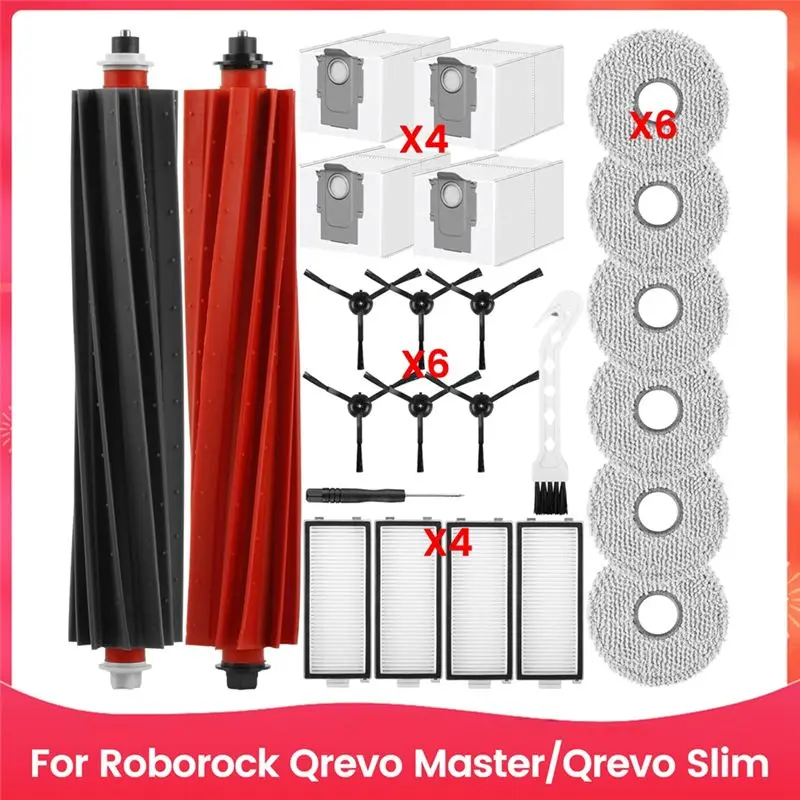 LICE-Accessories For Roborock Qrevo Master/Qrevo Slim Vacuum Cleaner Main Side Brush Hepa Filter Mop Cloth Dust Bags