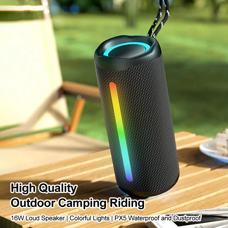 Wireless Bluetooth Speaker Outdoor Waterproof Portable Overweight Subwoofer With RGB Light Cylindrical Stereo EBS-613