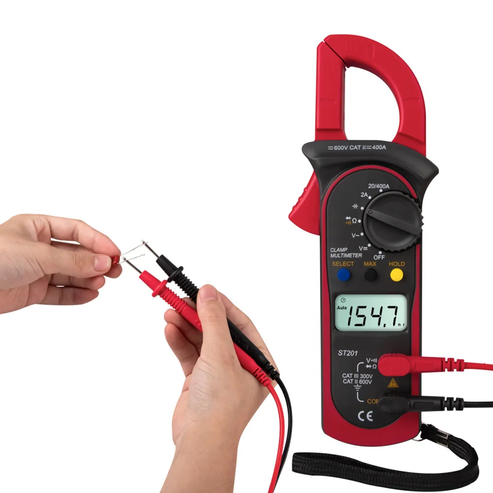 

St201 Digital Clamp Multimeter 3 34 Digit High Precision LCD Display Overload Protection Aaa Red Clamp Multimeter