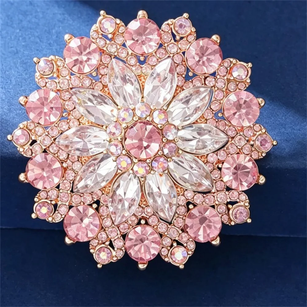Sunflower Luxury Green Rhinestone Brooches for Women 4 Color Flower Plant Lapel Pins Party Jewelry Accessories view 3