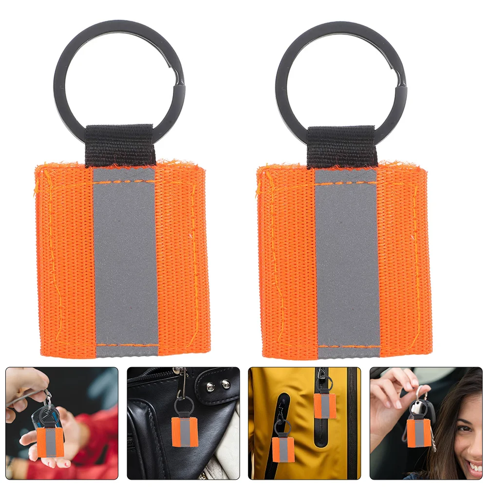 8 Pcs Rucksack Reflective Keychain Safety Double Sided Halloween Orange Warning Ring Chains Man