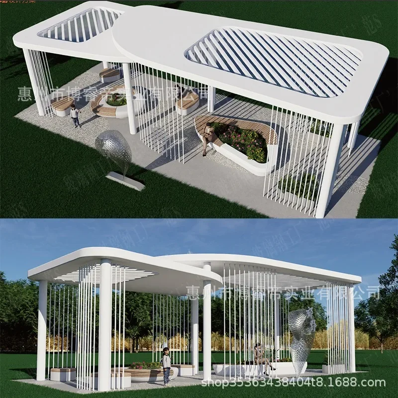 Outdoor fiberglass tree pool gazebo garden garden landscape corridor special-shaped courtyard decoration sunshade pavilion