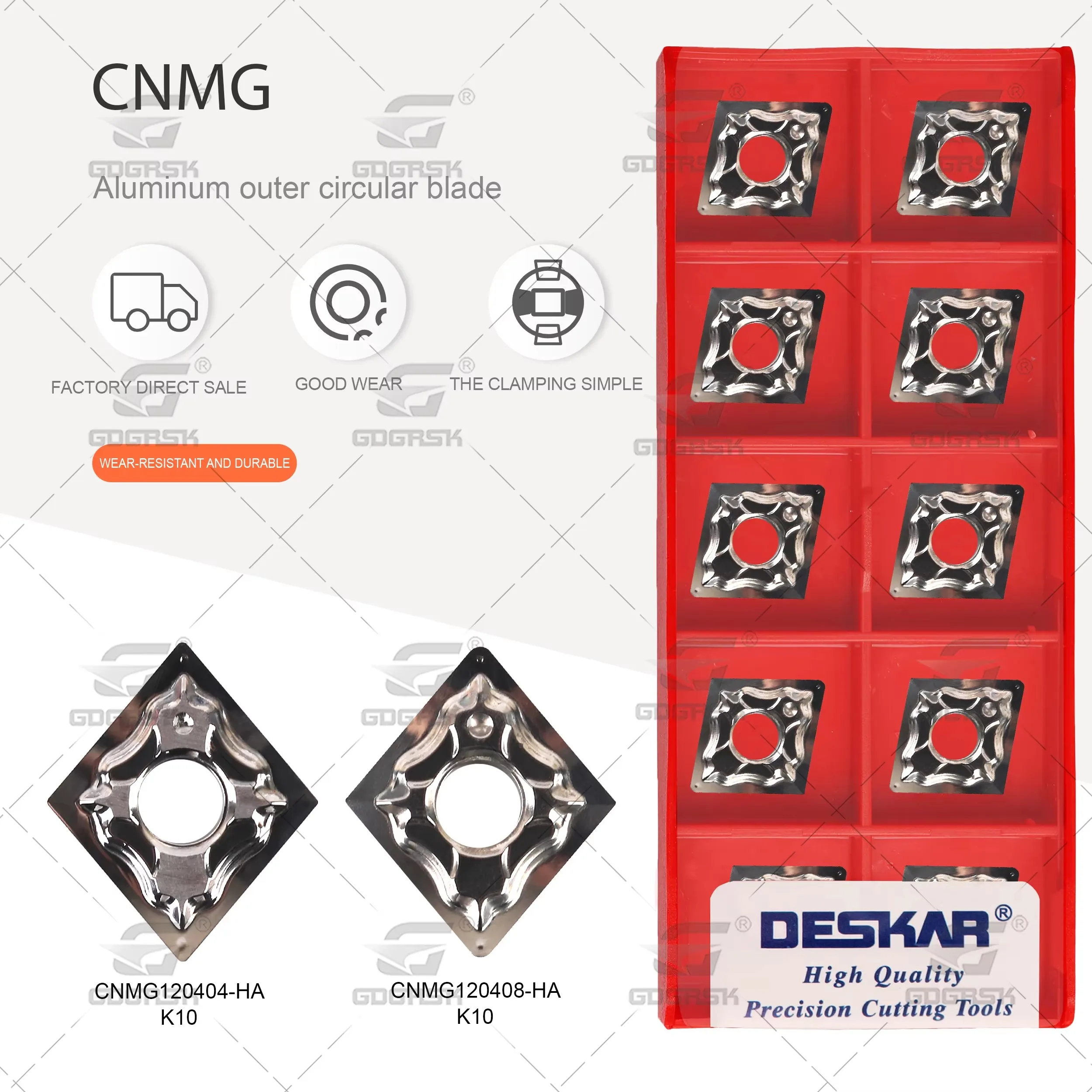deskar-cnmgシリーズ-アルミ用ブレード-cnmg120404-ha-cnmg120408-ha-k10-100-純正-外部旋削工具-銅・アルミ加工用