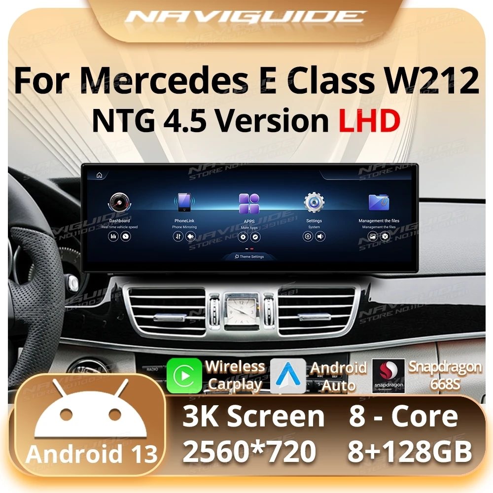 NAVIGUIDE 14.9'' Android 13 Car Radio For Mercedes E Class W212 NTG 4.5 Wireless Carplay Android Auto Multimedia Player system