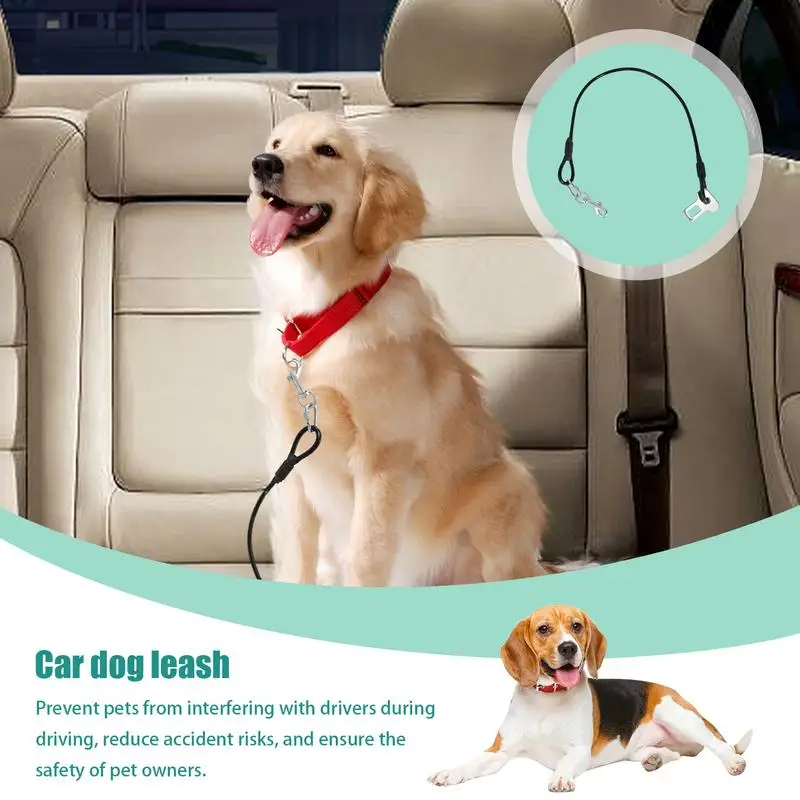 Dog Car Seat Belt Restraint Coated Wire Pet Dog Car Safety Seat Belt Clip Strap Vehicle Dog Tether Car Restraint With Clip And