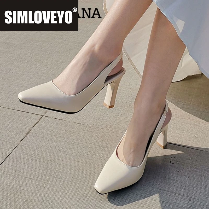 

SIMLOVEYO 2025 Модные женские сандалии с квадратным носком на массивном каблуке 8,5 см, мягкие сексуальные туфли без шнуровки для свиданий, большие размеры 44 45 46 32 33