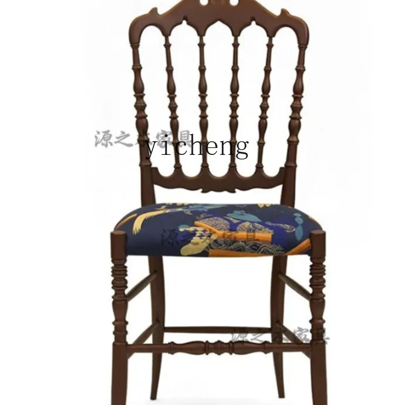 

ZK Solid Wood Soft Chair Cloth Vintage Desk Dresser Chair Home Dining Chair with Backrest