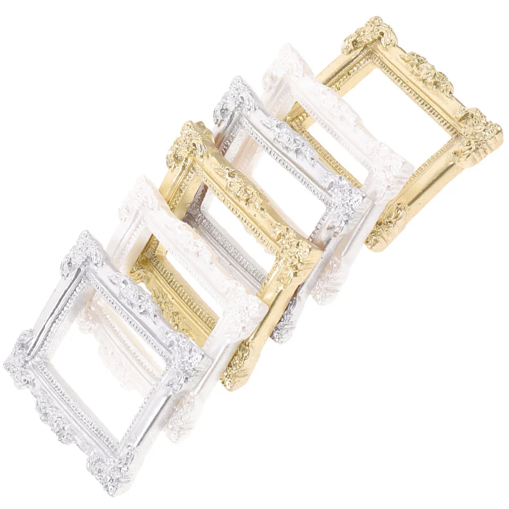 6Pcs Miniature Vintage Resin Photo Frames Retro Design DIY Craft Supplies Phone Case Decor Mini Small Photo Frames
