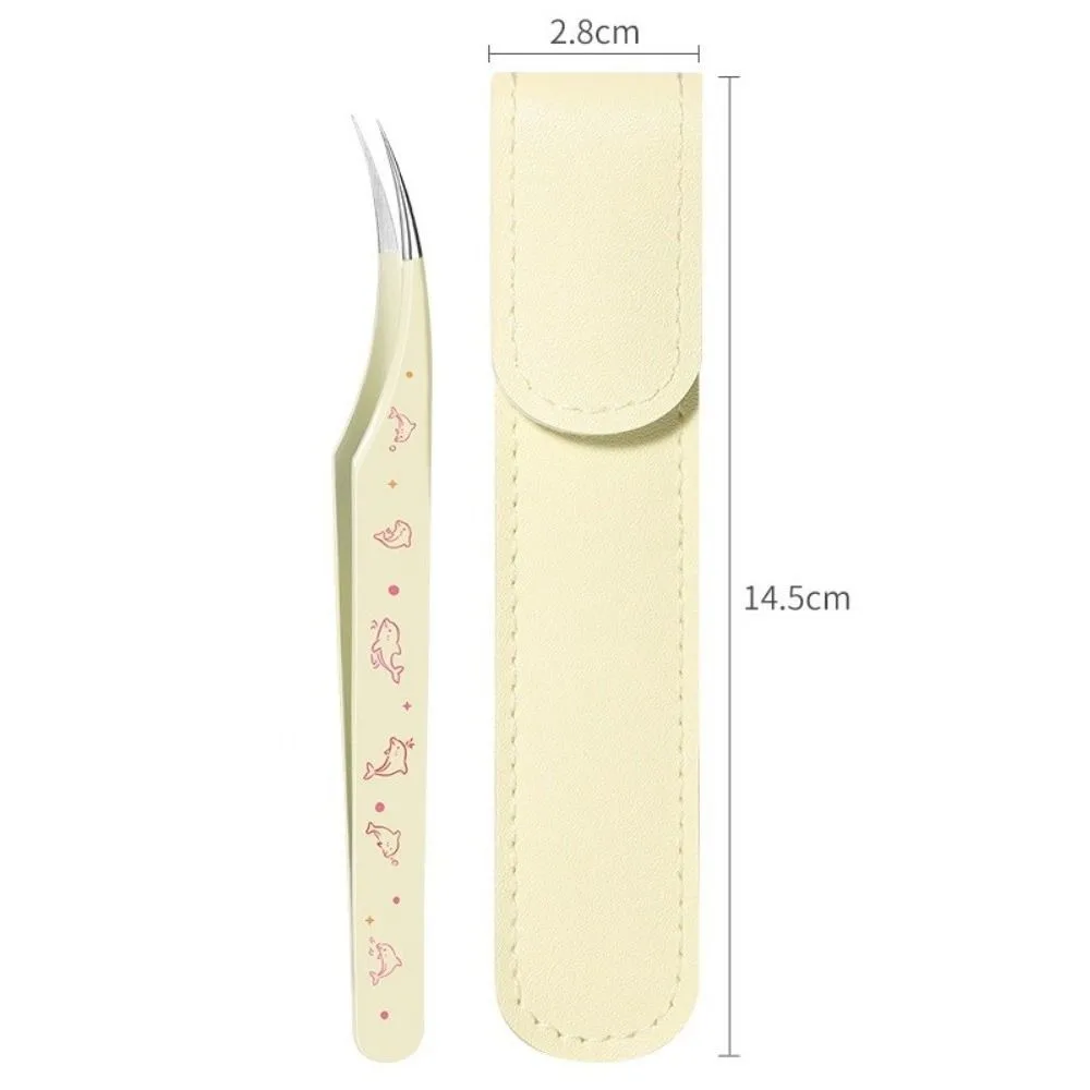 

Stainless Steel Curved Stickers Tweezers Anti-static High Precision False Eyelash Tweezers Cartoon Lashes Extension Tweezer