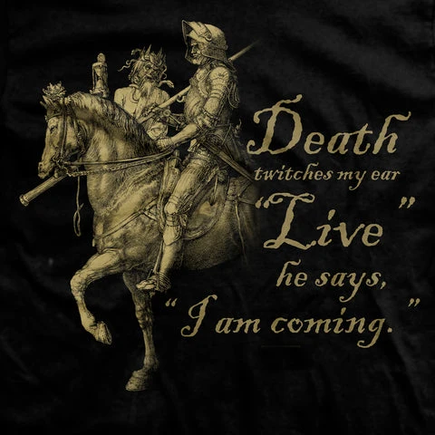 Death Whispers 1513 Engraving - Knight, Death and The Devil T-Shirt. Premium Cotton Short Sleeve O-Neck Mens T Shirt New S-3XL