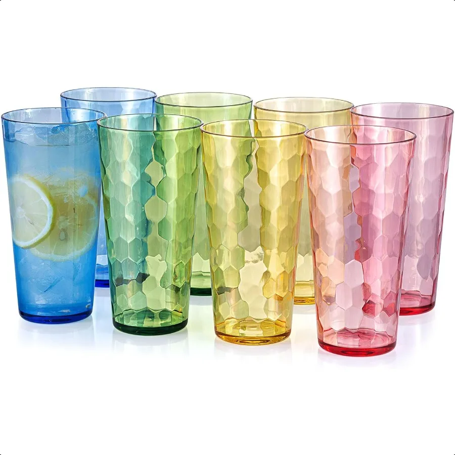 

Mixed Drinkware 26ounce Plastic Tumbler Acrylic Water Glasses set of 8 Multicolor