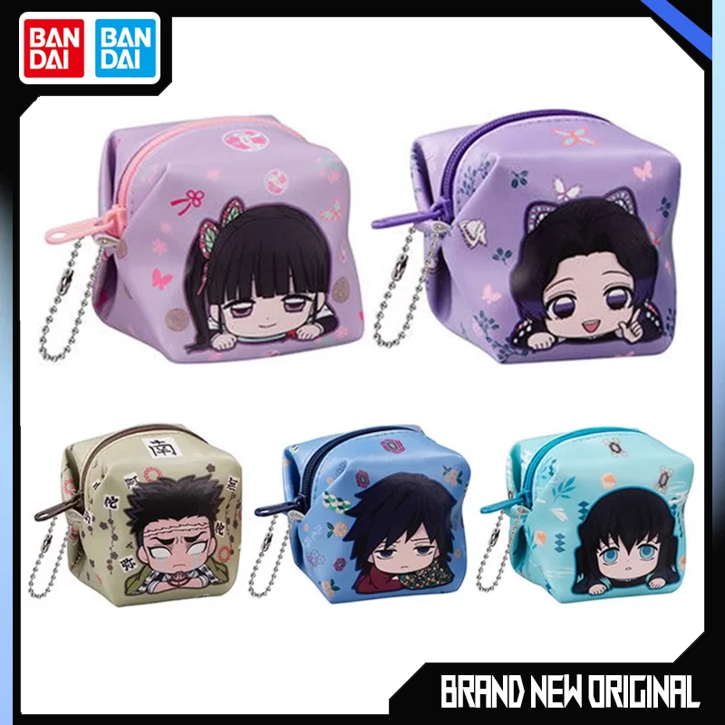 

BANDAI Demon Slayer Action Figures Model Tanjirou Zenitsu Hashibira Inosuke Gashapon coin purse series ornaments Original