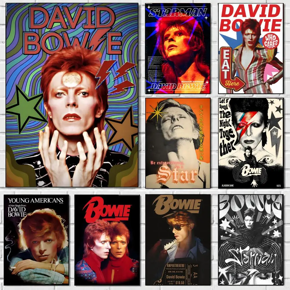 David Bowie Poster Stickers Mural Painting Self-Adhesive Decor For Bedroom Living Room Home HD Wall Decals Gift