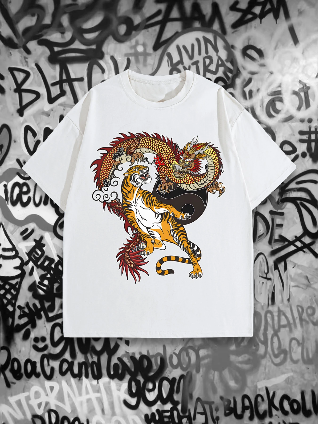 New American high-street Mona Lisa trendy modified front and back printed short-sleeved T-shirt for  versatile and fashionable