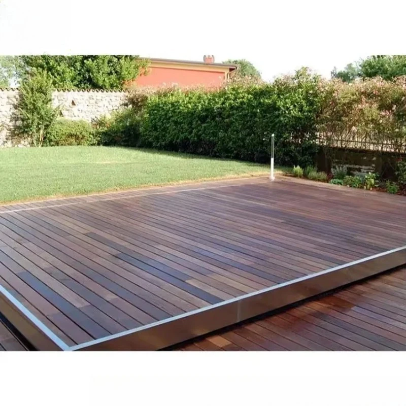Custom Size Automatic Cover New Vertical Retractable Design Wooden Deck Floor Swimming Pool Computer