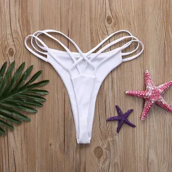 Bikini de corte clásico para mujer, bañador corto ahuecado, ropa de baño para mujer, Braga de Bikini, parte inferior de vendaje, bañador brasileño con Tanga