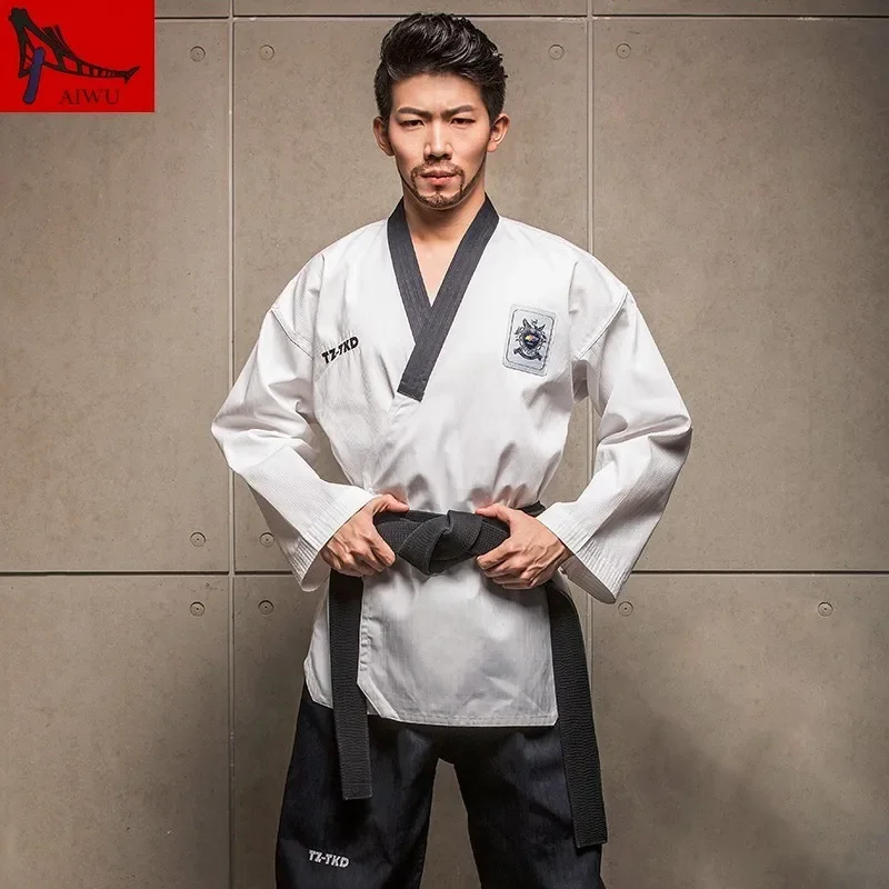 Martial Arts TKD Tae Kwon Do V-neck  Taekwondo Clothes For Poomsae & Training,WTF Uniform,160-190cm Red,black,blue