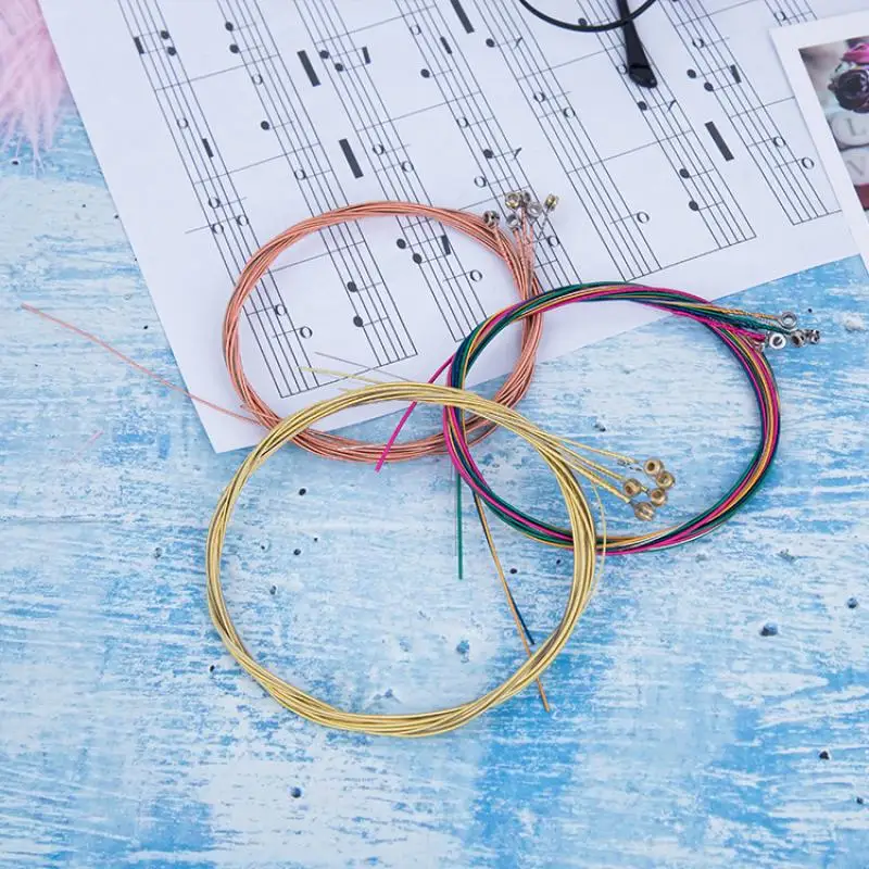 New Colorful Folk Guitar String Replacement Parts Acoustic Guitar Copper Core Strings Kit Musical Instrument Accessories 2023