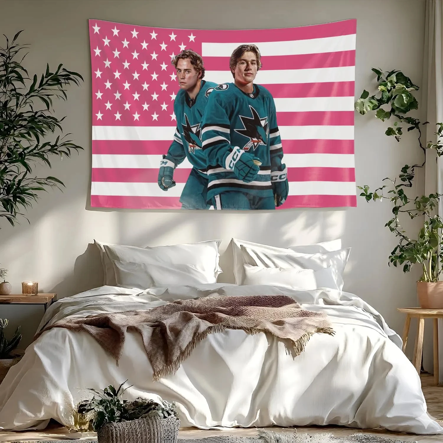 Macklin Celebrini Will Smith American Flag Tapestry, House Flag Home Decor Wall Art, Flat Print