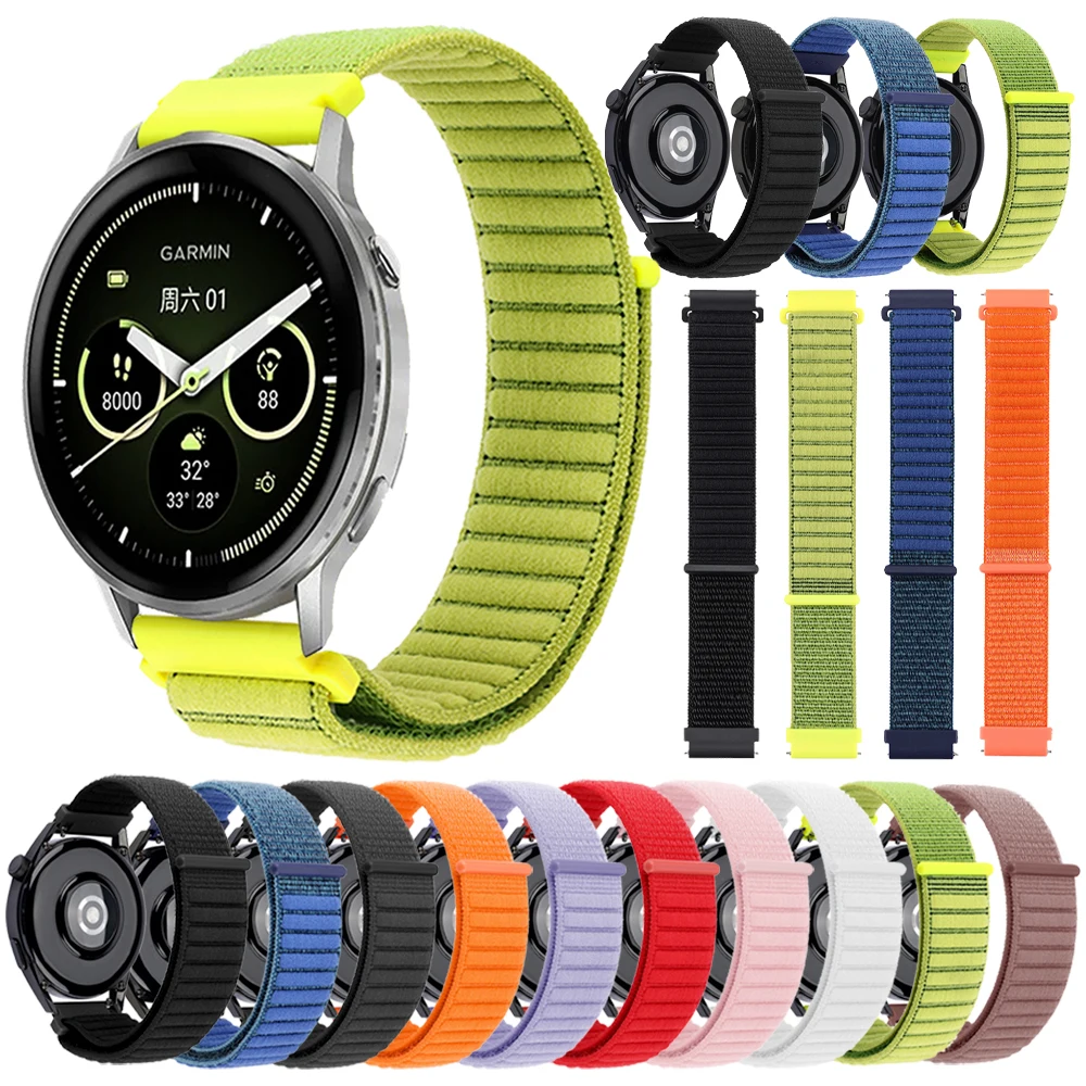 20 مللي متر 22 مللي متر حزام رياضي من النايلون للغارمين Venu 4 3 sq 2 حزام الساعات للغارمين Vivoactive6 Forerunner 570 165 265 255 سوار المعصم