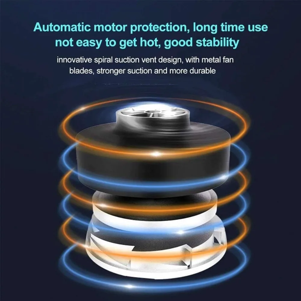 مكنسة كهربائية لاسلكية قوية بقدرة 120 وات - شفط 5500 باسكال للسيارة والمنزل والمكتب - حل تنظيف محمول باليد