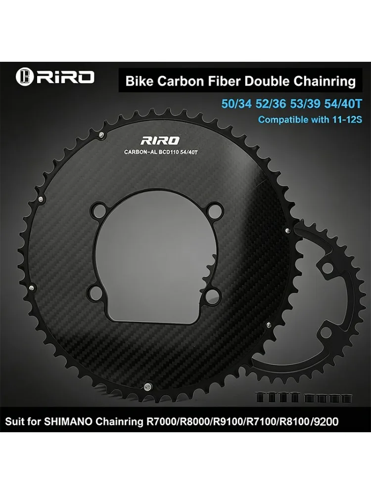 AliExpress riro RIRO Carbon 110BCD Chainring 50-34T 52-36T 53-39T 54-40T for R7000 R8000 R9100 R7100 R8100 R9200 Carbon Fiber Road Bike Crown