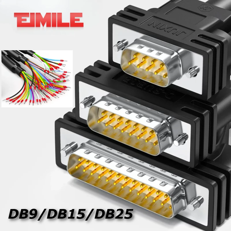 DB9 DB15 DB25 DB37 Male Female Connector Metal Cable Industrial 9/15/25/37Pin Terminal Line RS232 Serial Shielded Signal Wire