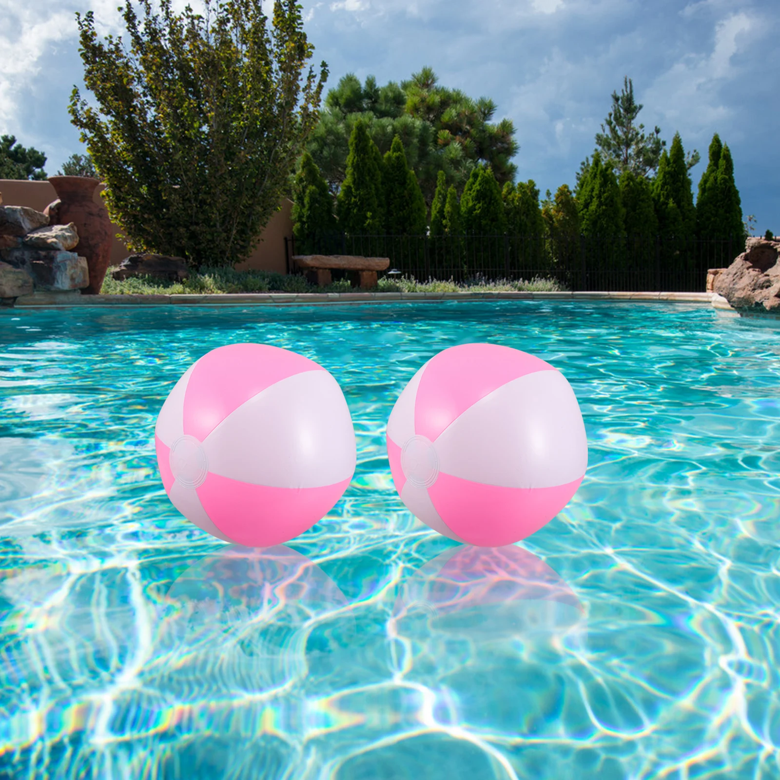 5 PCS Two-color Inflatable Beach Ball Party Pool Balls Outdoor Hawaiian Tropical Decor