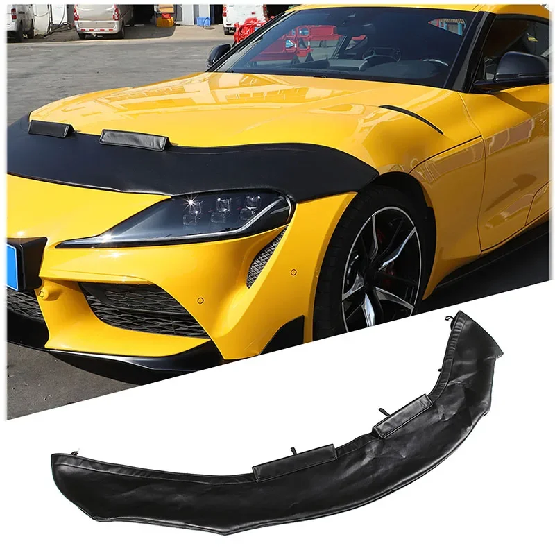 For Toyota GR Supra MK5 A90 2019-24 Leather Black Car Hood Cover Sand Block Stone Deflector Hood Protection Set Car Accessories