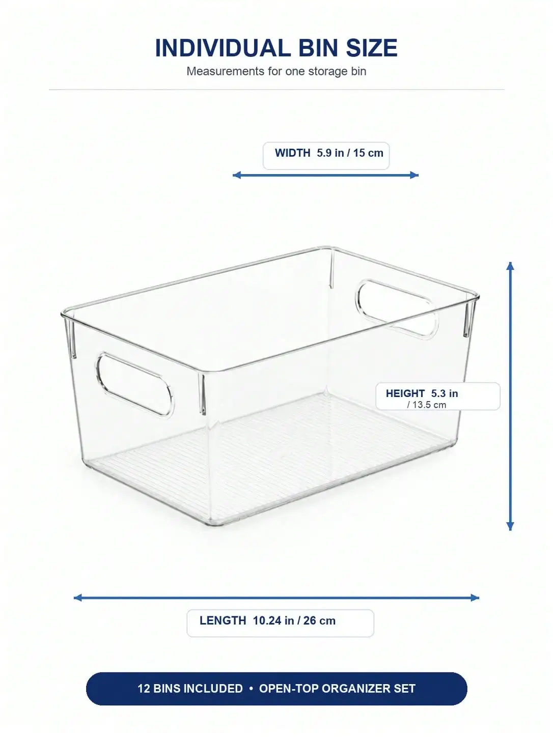 12-Pack Clear Storage Bins with Handles, Open-Top Organizer Set for Bathroom Vanity, Toiletry and Linen Organization