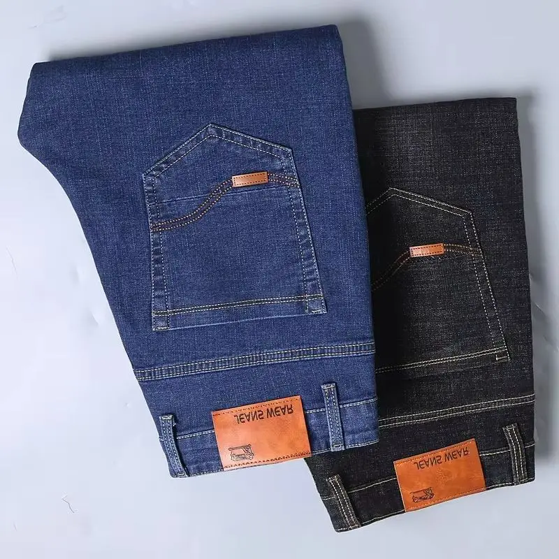 

2026 New Men Fashion Straight Jeans Men Stretch Slim Fit Pants Comfortable Soft Business Denim Trousers Male Brand Clothing