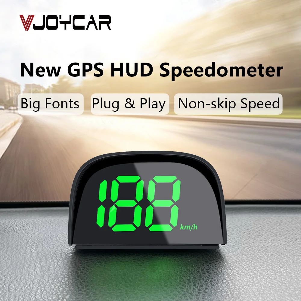 Vjoycar HUD Head-up Display KM/H MPH GPS Digital Speedometer 2 Color LED Large Font HD Speed Display Car Electronics Accessories