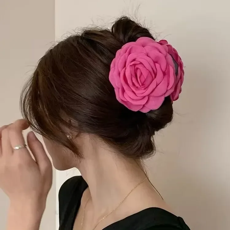 

Women's Double-sided Three-dimensional Rose Claw Clip Fashionable Back Spoon Shark Clip New Sweet Girl Hair Clip Accessories